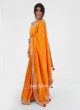 Simple Border Work Orange Color Silk Saree